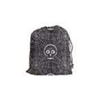 Skull And Spider Web On Dark Background Drawstring Pouch (Small)