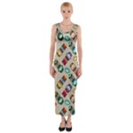 Ethnic Tribal Masks Fitted Maxi Dress