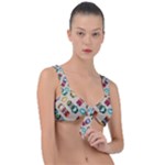 Ethnic Tribal Masks Front Tie Bikini Top