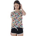 Ethnic Tribal Masks Short Sleeve Foldover Tee