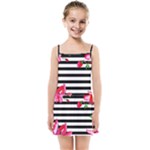 Black And White Stripes Kids  Summer Sun Dress