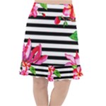 Black And White Stripes Fishtail Chiffon Skirt