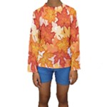 Autumn Leaves Pattern Kids  Long Sleeve Swimwear