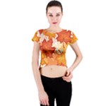 Autumn Leaves Pattern Crew Neck Crop Top