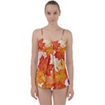 Autumn Leaves Pattern Babydoll Tankini Set