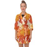 Autumn Leaves Pattern Half Sleeve Chiffon Kimono