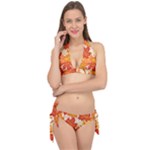 Autumn Leaves Pattern Tie It Up Bikini Set