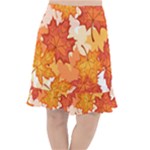 Autumn Leaves Pattern Fishtail Chiffon Skirt