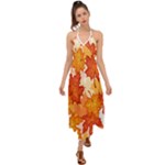 Autumn Leaves Pattern Halter Tie Back Dress 