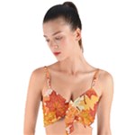 Autumn Leaves Pattern Woven Tie Front Bralet