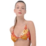 Autumn Leaves Pattern Knot Up Bikini Top