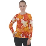 Autumn Leaves Pattern Women s Long Sleeve Raglan Tee