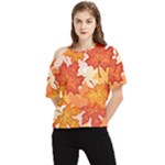 Autumn Leaves Pattern One Shoulder Cut Out Tee