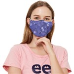 Blue Purple Calico Floral Print Pattern Fitted Cloth Face Mask (Adult)