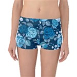 Blue Floral Print  Boyleg Bikini Bottoms