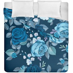 Blue Floral Print  Duvet Cover Double Side (King Size) from ArtsNow.com