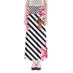 Pink Floral Stripes Full Length Maxi Skirt