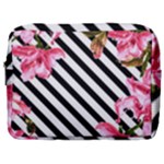 Pink Floral Stripes Make Up Pouch (Large)