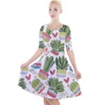 Cactus Love  Quarter Sleeve A-Line Dress