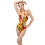 Autumn Leaves Plunging Cut Out Swimsuit