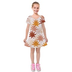 Autumn Leaves Pattern  Kids  Short Sleeve Velvet Dress from ArtsNow.com