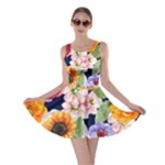 Watercolor Print Floral Design Skater Dress