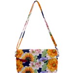 Watercolor Print Floral Design Removable Strap Clutch Bag