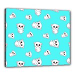 Azure blue and Crazy kitties pattern, cute kittens, cartoon cats theme Canvas 24  x 20  (Stretched)