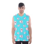 Azure blue and Crazy kitties pattern, cute kittens, cartoon cats theme Men s Basketball Tank Top