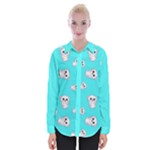 Azure blue and Crazy kitties pattern, cute kittens, cartoon cats theme Womens Long Sleeve Shirt