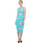 Azure blue and Crazy kitties pattern, cute kittens, cartoon cats theme Sleeveless Pencil Dress