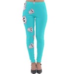 Azure blue and Crazy kitties pattern, cute kittens, cartoon cats theme Lightweight Velour Leggings