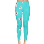 Azure blue and Crazy kitties pattern, cute kittens, cartoon cats theme Inside Out Leggings