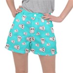 Azure blue and Crazy kitties pattern, cute kittens, cartoon cats theme Ripstop Shorts