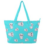 Azure blue and Crazy kitties pattern, cute kittens, cartoon cats theme Full Print Shoulder Bag