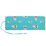 Azure blue and Crazy kitties pattern, cute kittens, cartoon cats theme Roll Up Canvas Pencil Holder (M)