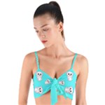 Azure blue and Crazy kitties pattern, cute kittens, cartoon cats theme Woven Tie Front Bralet
