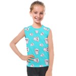 Azure blue and Crazy kitties pattern, cute kittens, cartoon cats theme Kids  Mesh Tank Top