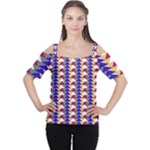 Colorful triangles pattern, retro style theme, geometrical tiles, blocks Cutout Shoulder Tee