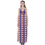 Colorful triangles pattern, retro style theme, geometrical tiles, blocks Empire Waist Maxi Dress