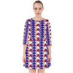 Colorful triangles pattern, retro style theme, geometrical tiles, blocks Smock Dress