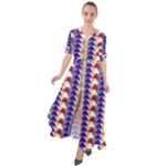 Colorful triangles pattern, retro style theme, geometrical tiles, blocks Waist Tie Boho Maxi Dress