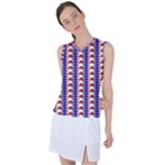 Colorful triangles pattern, retro style theme, geometrical tiles, blocks Women s Sleeveless Sports Top