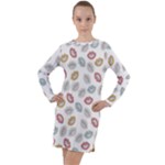 Happy Doodle Laugh Long Sleeve Hoodie Dress