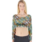 Multicolored Collage Print Pattern Mosaic Long Sleeve Crop Top