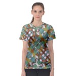 Multicolored Collage Print Pattern Mosaic Women s Sport Mesh Tee