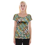 Multicolored Collage Print Pattern Mosaic Cap Sleeve Top