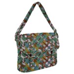 Multicolored Collage Print Pattern Mosaic Buckle Messenger Bag