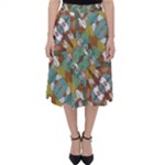 Multicolored Collage Print Pattern Mosaic Classic Midi Skirt