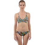 Multicolored Collage Print Pattern Mosaic Wrap Around Bikini Set